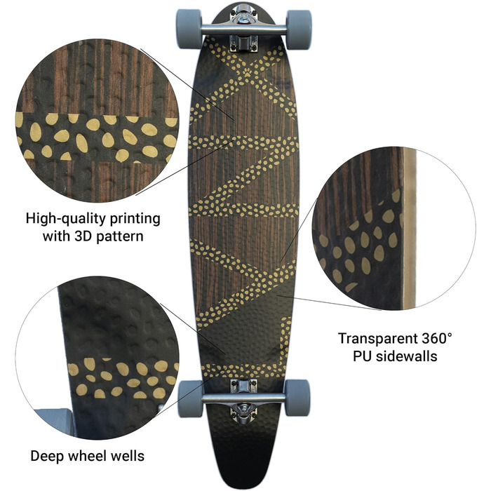 Лонгборд SWITCH Lynx Pintail 97 см для круїзингу, ABEC-9, склопластик, гнучкий, підвіски Paris V2 150 мм, для підлітків і дорослих, легкий, вироблено в Європі