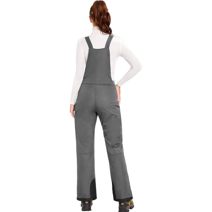 Жіночі гірськолижні штани GEMYSE, водонепроникні, вітронепроникні, з регульованими лямками, комбінезон для холодної погоди (XL, сірий)