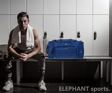 Велика спортивна сумка для жінок і чоловіків 40 л з відділенням для вологих речей, для тренажерного залу, фітнесу, сауни, басейну + пляшка для води, темно-синя
