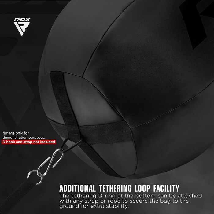 RDX Боксерський мішок Boxen Body Boxsack з рукавичками та сталевим ланцюгом, мішок для боксу Maya Hide, для кікбоксингу, MMA, муай-тай, карате, чорний, не наповнений