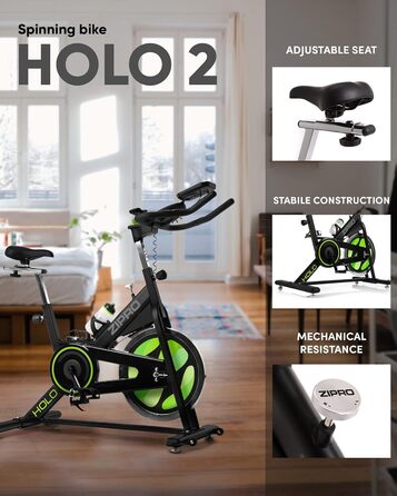 Велотренажер Zipro Holo 2, механічний ергометр до 130 кг, для дому, фітнес, батарейний живлення