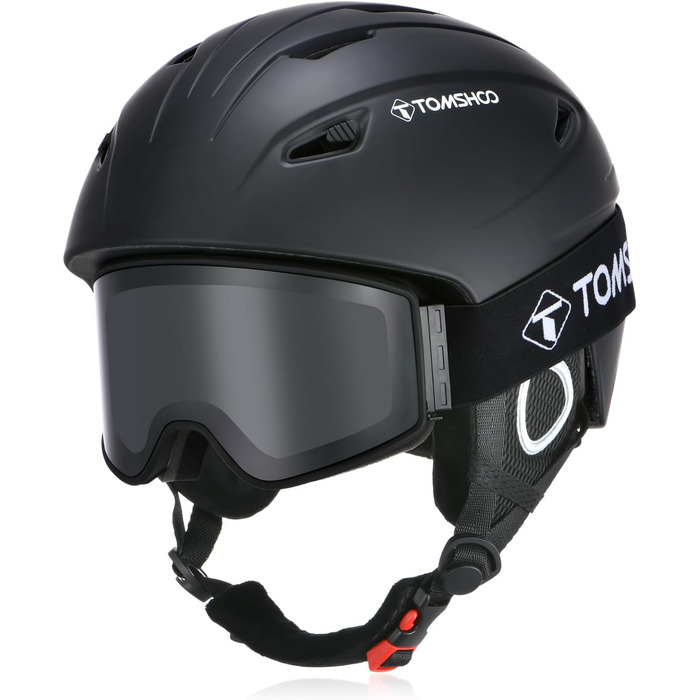 Шолом для лиж та сноуборду TOMSHOO з візором та навушниками, чорний, унісекс, M
