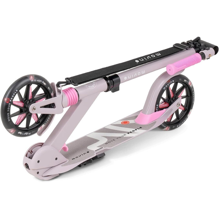 Електросамокат Movino City Light для дітей та підлітків, LED, 180мм колеса, амортизатор, регульований кермо, колір сіро-рожевий
