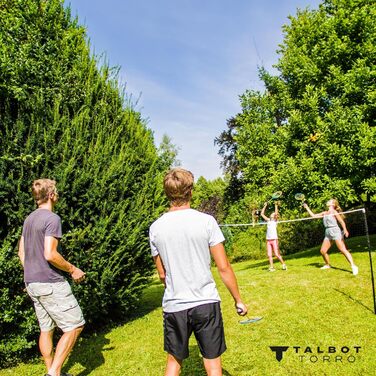 Набір для бадмінтону Talbot-Torro Family: 2 юніорські ракетки, 2 стандартні, 3 волани, регульована сітка, сумка