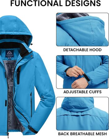 Зимова куртка Rdruko для чоловіків: тепла флісова підкладка, водонепроникна функціональна куртка для сноуборду, туризму та активного відпочинку (біла, XXL, синій)
