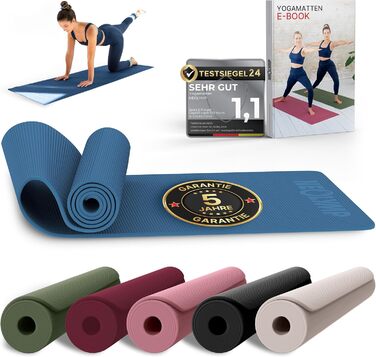 Килимок для йоги NEOLYMP – неслизький, захищає суглоби – 183x61 см – для дому, фітнесу, йоги, пілатесу – з інструкцією (Indigoblau)