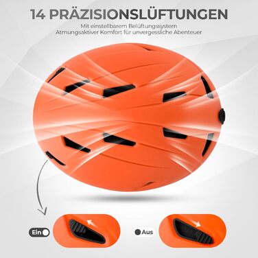 Шолом для сноуборду Skihem для чоловіків та жінок, з вентиляцією, полікарбонат, захист обличчя, оранжевий, розмір M