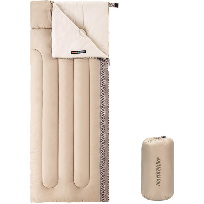 Спальний мішок Naturehike для дорослих та дітей: водонепроникний, легкий, 3-4 сезони, 190 x 75 см, кремовий