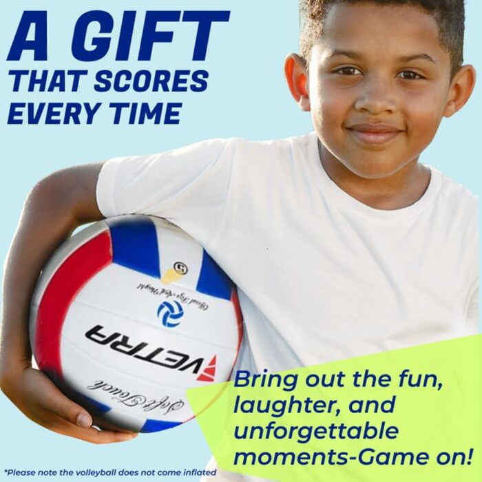 М'яч для волейболу VETRA, розмір 5, жовтий - м'який дотик, для пляжу, вулиці, спортивної зали