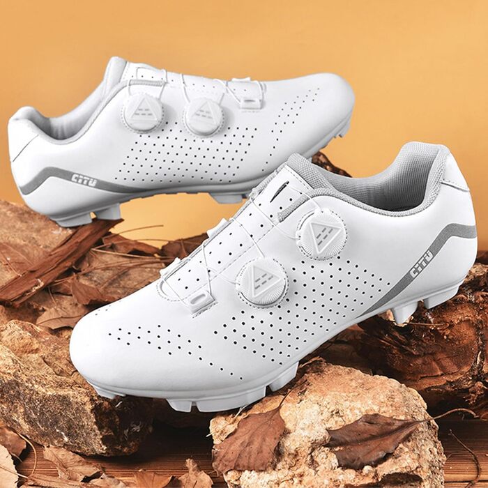 Чоловічі та жіночі велотуфлі для гірського велосипеда, дихаючі, сумісні з педалями Shimano SPD 2-болти, MTB, Outdoor, 41 EU, Білий