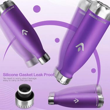 Термос-пляшка HoneyHolly з нержавіючої сталі 750 мл - спортивна пляшка, без BPA, для води та газованих напоїв, термокана, фітнес, спортзал, велосипед, темно-фіолетовий