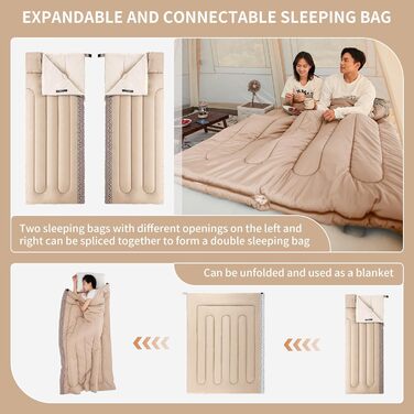 Спальний мішок Naturehike для дорослих та дітей: водонепроникний, легкий, 3-4 сезони, 190 x 75 см, кремовий