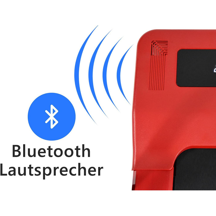 MAXOfit Mini Laufband MF-2 з Bluetooth, пульт дистанційного керування, до 8 км/год, компактний, складний, з тримачем для планшета (Червоний)