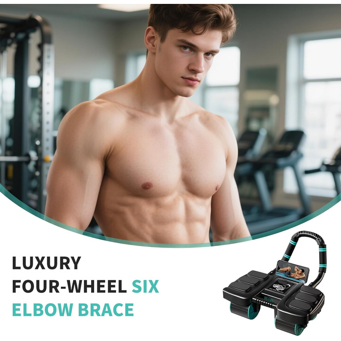 Ролик для пресу на 4 колесах - тренажер для кора з автоматичним відскоком, підтримка ліктів, для дому та фітнесу