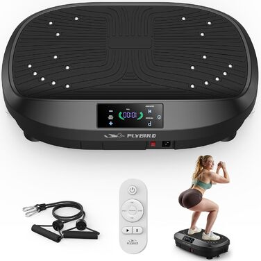 Платформа для вібраційного тренування FLYBIRD – Тест-переможець 2025, 120 швидкостей, 150 кг, дистанційне керування, для жінок, нарощування м'язів та лімфодренаж, чорний