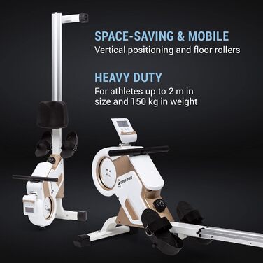 Capital Sports Row Shaper M1: Тренажер для дому з 8 рівнями магнітного опору, LCD-монітором та колесами, для кардіотренувань