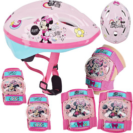 Дитячий комплект захисту та шолом Minnie Mouse, 5 предметів, регульований велосипедний шолом 52-56 см, для дітей 3-15 років