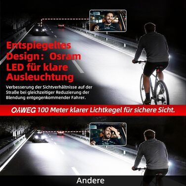 Передній велосипедний ліхтар Osram LED зі смарт-сенсором, 4 режими освітлення, USB-C зарядка, IPX4 вологозахист для міського велосипеда, електровелосипеда та MTB