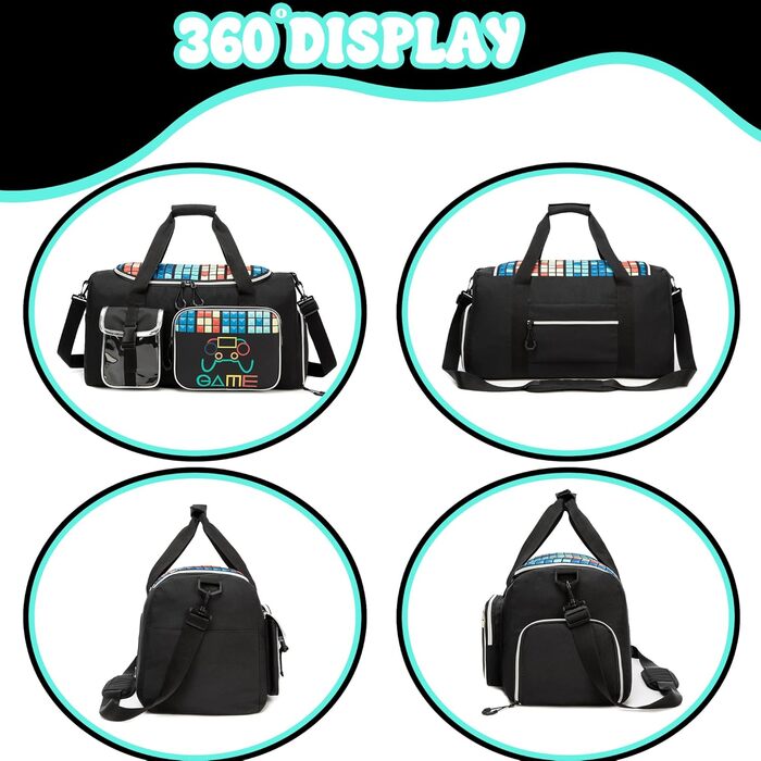 Дитяча спортивна сумка HTGROCE з відділенням для взуття. Сумка для плавання, подорожей. Колір: білий (A-білий), чорний (B-чорний)