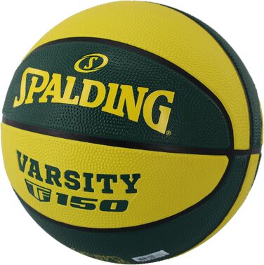 Баскетбольний м'яч Spalding TF-150 Varsity - Міцний гумовий, офіційний розмір, для всіх поверхонь, з рельєфним зчепленням (7, зелено-жовтий)