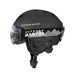 Комплект OutdoorMaster Kelvin: гірськолижний шолом та професійна маска для лиж та сноуборду, чорний, розмір L