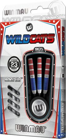Дротики WINMAU Wildcats 90% вольфрам, з оперенням і стрижнями, призматична технологія, матчова вага