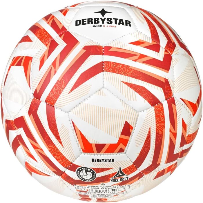 М'яч футбольний Derbystar Junior S-Light білий/червоний, розмір 3
