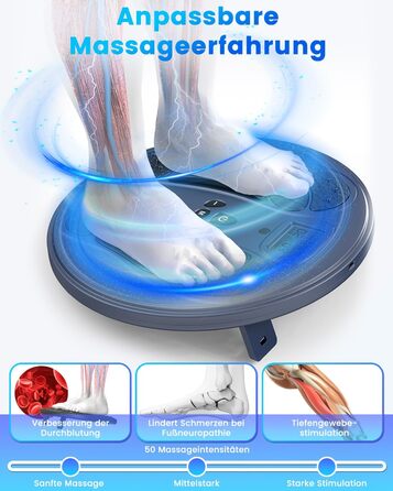 Електричний масажер для ніг та стегон Dancespot Medic - покращує кровообіг, знімає біль, EMS, перезаряджається, блакитний