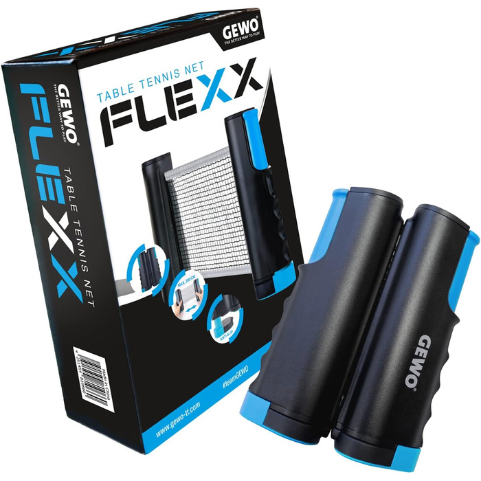 Сітка для настільного тенісу GEWO FleXX, універсальна, регульована, антиковзкі затискачі, висувна до 2 м, для столів товщиною до 5 см, висота 15,25 см