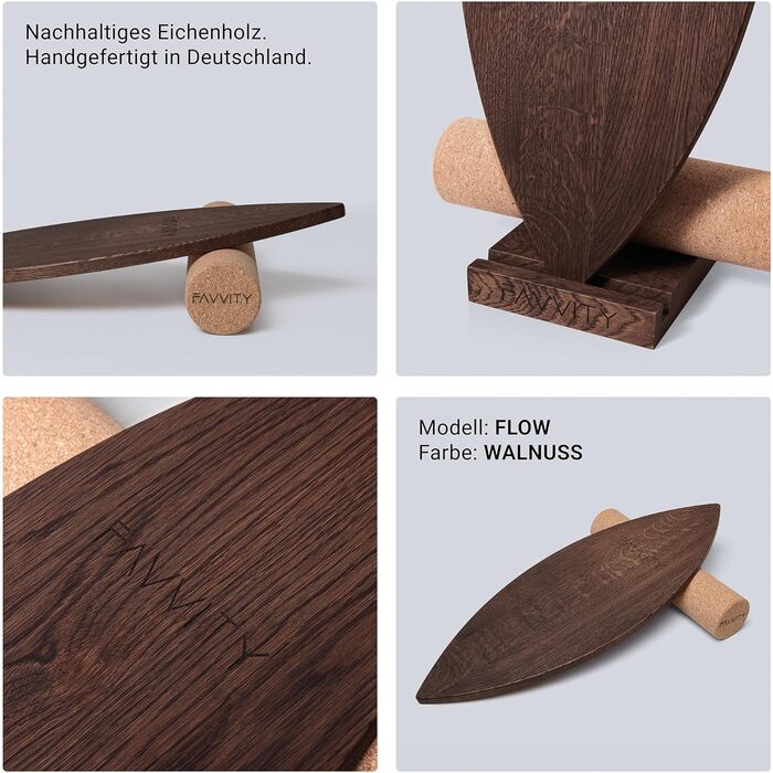 Балансборд з дуба, ручної роботи, FAVVITY® | Балансборд для дорослих та дітей, сертифікований FSC, з додатком для тренувань