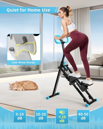 Вертикальний тренажер для кардіо, сходиця для дому, вертикальний альпініст з LCD-дисплеєм, 3 рівні складності, блакитний