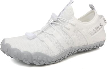 Зітоп Водні черевики для жінок та чоловіків, шкарпетки для плавання, швидковисихаючі пляжні черевики, легкі фітнес-черевики, м'які серфінг-черевики, басейнові черевики для дайвінгу, серфінгу, хайкінгу, йоги (36-46 EU), 38 EU, білий, сірий