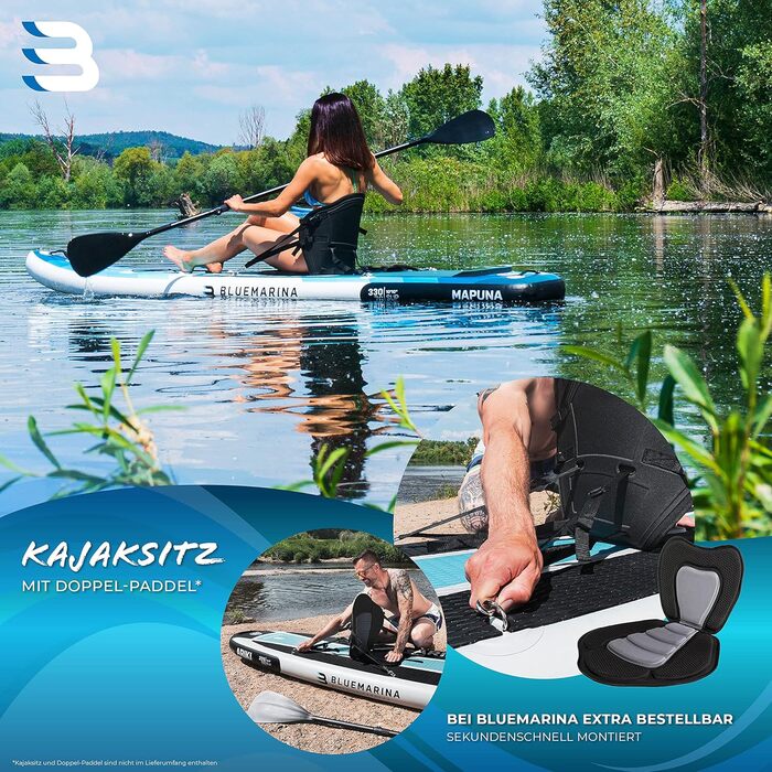 Надувна дошка для SUP Bluemarina Mapuna, 330x76x15 см, до 200 кг, комплект для сапсерфінгу, гарантія 5 років