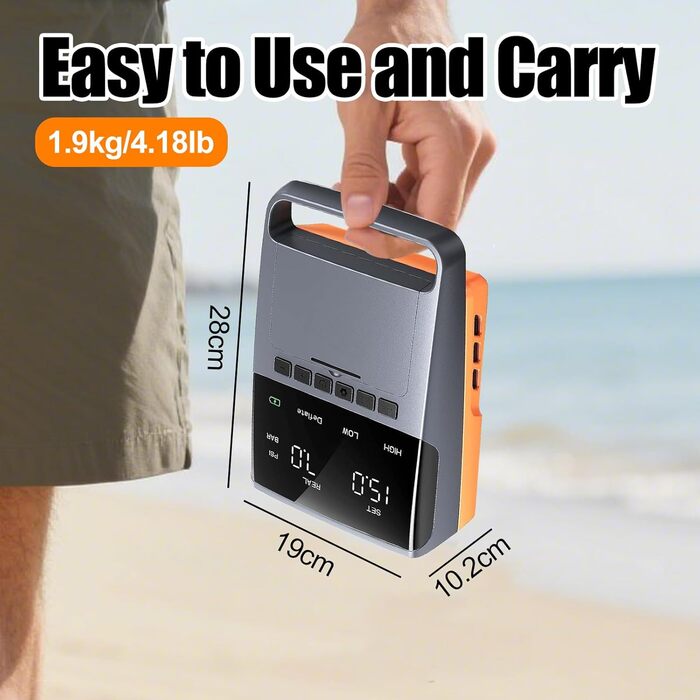 Електрична SUP-насос 13500mAh SUP Pumpe: 20 PSI, 12V DC, Автоматичне вимкнення, 6 насадок для SUP-дошок, матраців, каяків та човнів (Оранжевий)