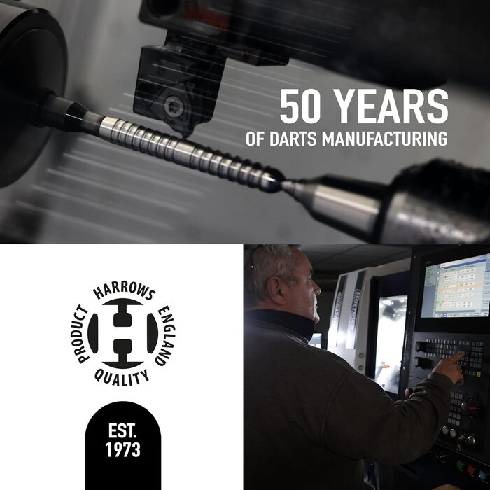 Дротики Harrows Caliber 90% вольфрамові, 26 г, сталевий наконечник, чорні, набір 16 в 1 з кейсом, запасними шaftами та крилами