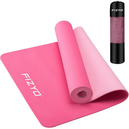 Йога-мат Fizyo 183x61 см, рожевий, TPE, нековзкий, з сумкою та ременем, для пілатесу, фітнесу, товщина 0,6 см