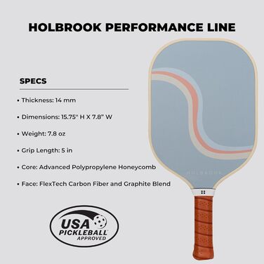 Плече Пікбол Holbrook Performance з карбону, графітове покриття, Polypropylen, Day N' Night (з відмоткою)