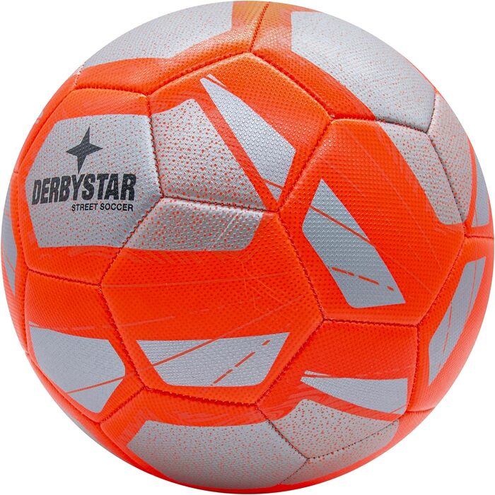 Футбольний м'яч Derbystar Street Soccer, розмір 5, для вулиці, сріблясто-оранжевий, 5 яскравих кольорів