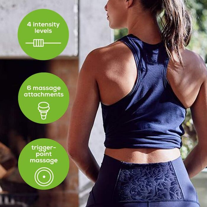 Масажер Beurer MG99: компактний, з 4 насадками, для розслаблення м'язів та зняття напруги, 5 рівнів інтенсивності (Чорний)