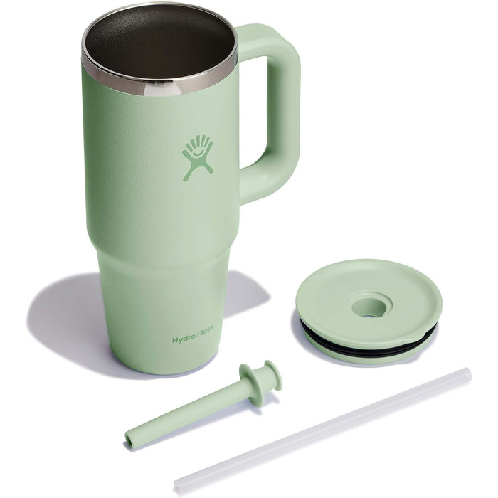 Термочашка HYDRO FLASK 709 мл з кришкою та трубочкою, нержавіюча сталь, вакуумна ізоляція, захист від проливання, колір алое