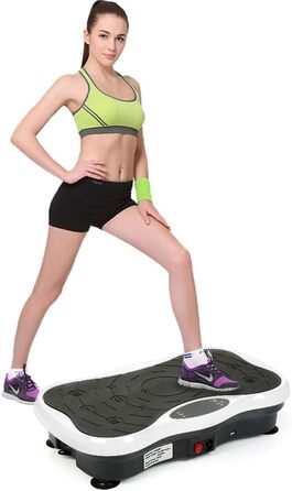 Вібраційна платформа Kedia Fitness для дому та офісу, Bluetooth, USB, Body Shaper (чорний+білий)