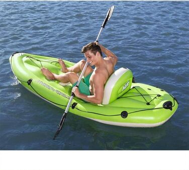 Надувний каяк Bestway Hydro-Force Koracle для риболовлі, комплект: весло, ручний насос, сумка, 1-місний, різні стилі