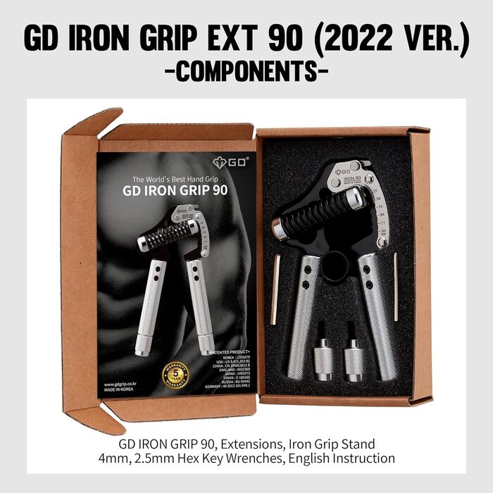 Регульований еспандер для пальців GD GRIP Iron Extender 90, 25–90 кг