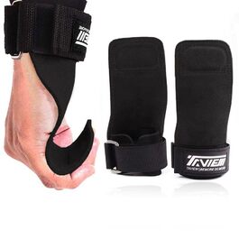 ТAVIEW Преміум фіксатори для зап'ястя для важкої атлетики - підтримка хвату, альтернатива рукавичкам та накладкам для тренажерного залу, фітнесу, силових вправ, таких як підтягування, станова тяга (чорний, пара)