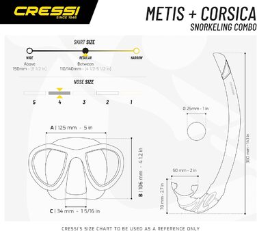 Камуфляжний набір для підводного полювання Cressi Metis & Corsica: маска та трубка, універсальний розмір, синій, для дорослих
