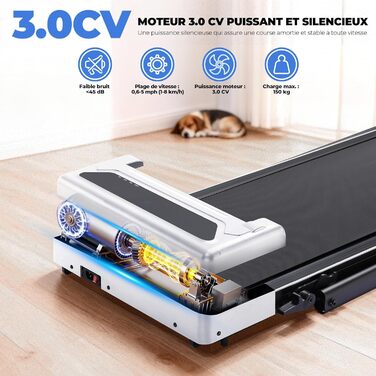 GTPLAYER Ходунка для дому, біговий килимок складаний з LED-дисплеєм та пультом, регульовані підлокітники, двигун 2.5 PS, фітнес, тренування, домашній фітнес, зелений (білий)