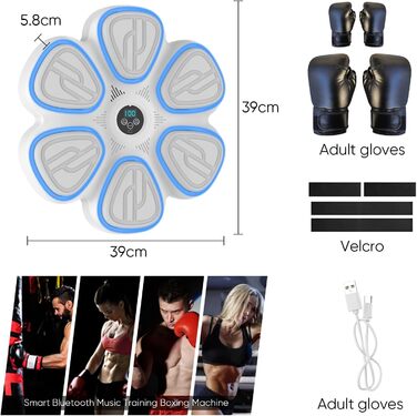 Музична боксерська машина Doramier з Bluetooth, LED-підсвічуванням та 2 парами рукавичок. 9 режимів тренування, підрахунок ударів, для дорослих та дітей.