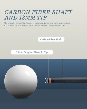 Білльярдний кий для брейків KONLLEN Heavy Hitter, карбоновий, з наконечником 12.9 мм, кий для удару, кий для пулу (KL-HH), 1/2 розділений, 3-х частинний кий для брейків та джампів, KL-HH Uniloc