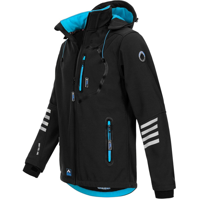 Чоловіча куртка Softshell AS301: водонепроникна outdoor-куртка з флісовою підкладкою, дихаюча, чорно-синя (5XL)