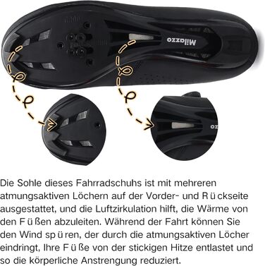 Чоловічі велотуфлі Milazzo для шосе, MTB та велотренажера – дихаючі, сумісні з SPD, SPD-SL, Look Delta, чорний, 45 EU